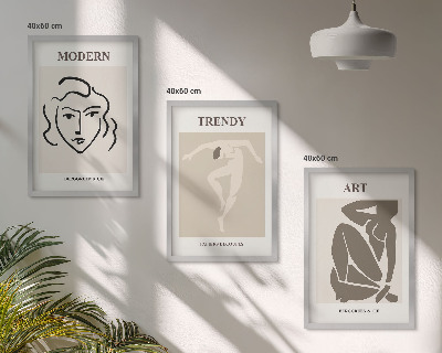 Three-piece wall art piece Abstract portraits colors