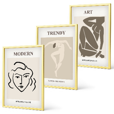Three-piece wall art piece Abstract portraits colors