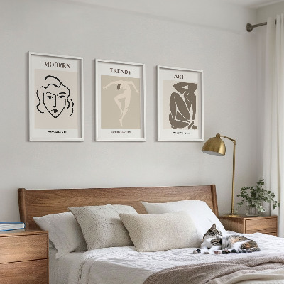 Three-piece wall art piece Abstract portraits colors