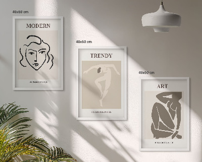 Three-piece wall art piece Abstract portraits colors