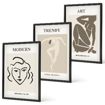 Three-piece wall art piece Abstract portraits colors