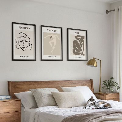 Three-piece wall art piece Abstract portraits colors
