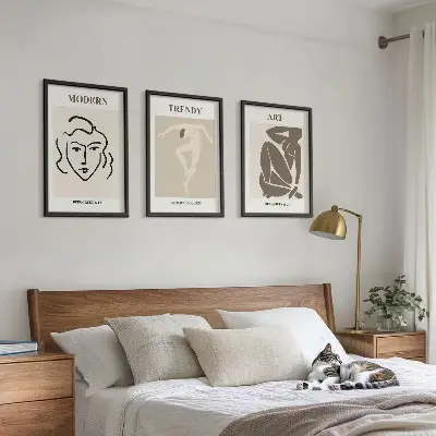 Three-piece abstract portrait wall art colorful set