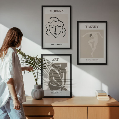 Three-piece wall art piece Abstract portraits colors