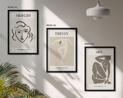 Three-piece wall art piece Abstract portraits colors