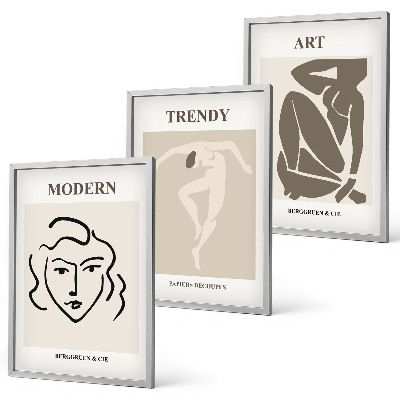 Three-piece wall art piece Abstract portraits colors