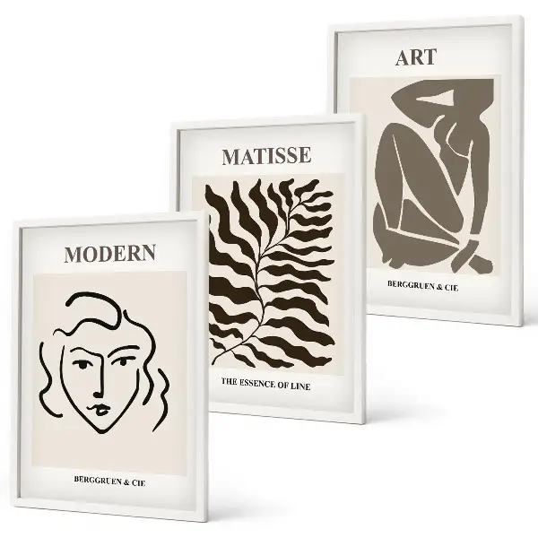 Wall art set stylish graphics with lines and characters