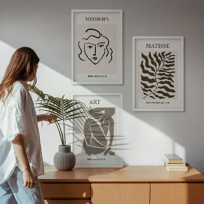 Wall art set Stylish graphics, lines, characters