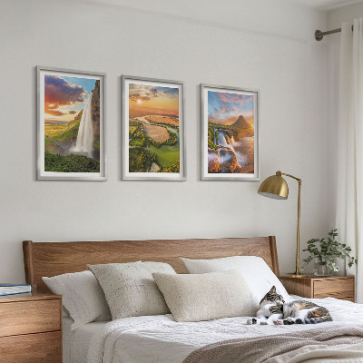 Three-piece wall art piece Waterfalls landscapes west