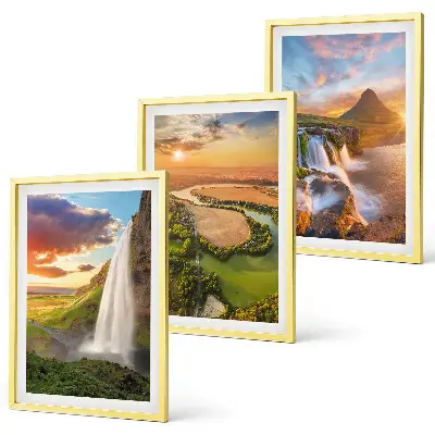 Three-piece waterfall landscape wall art west view