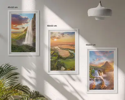 Three-piece waterfall landscape wall art west view