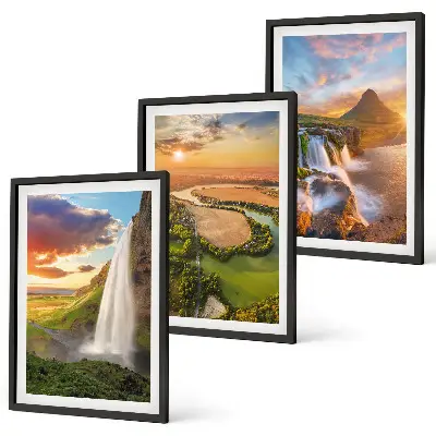 Three-piece waterfall landscape wall art west view