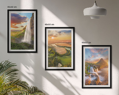 Three-piece wall art piece Waterfalls landscapes west