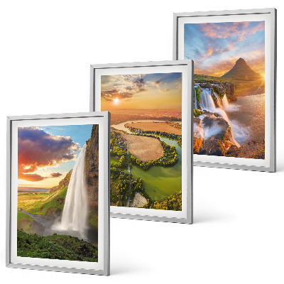 Three-piece wall art piece Waterfalls landscapes west