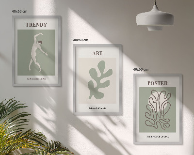 Set of 3 framed wall art pieces Abstract plant figures