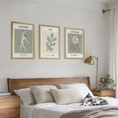 Abstract plant figures framed wall art set of 3 pieces