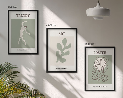 Set of 3 framed wall art pieces Abstract plant figures