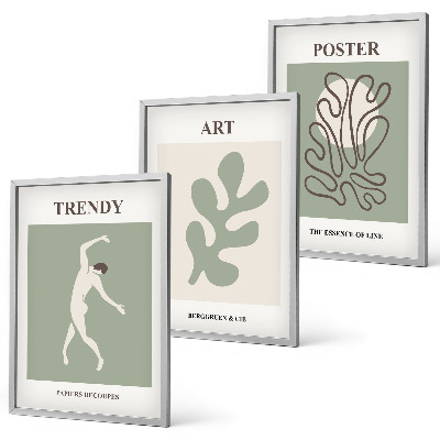 Set of 3 framed wall art pieces Abstract plant figures