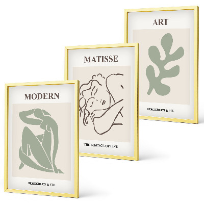 Three-piece wall art piece Stylish plant characters design