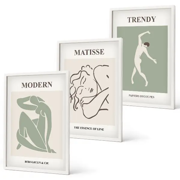 Three-piece minimalist wall art stylish character design