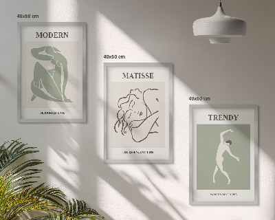 Three-piece wall art piece Stylish minimalist characters