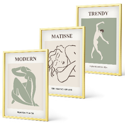 Three-piece wall art piece Stylish minimalist characters