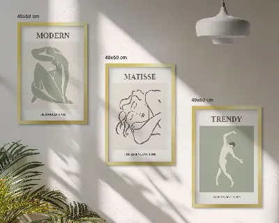 Three-piece minimalist wall art stylish character design