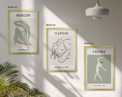 Three-piece wall art piece Stylish minimalist characters