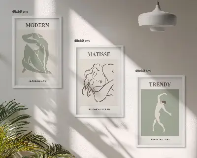 Three-piece minimalist wall art stylish character design