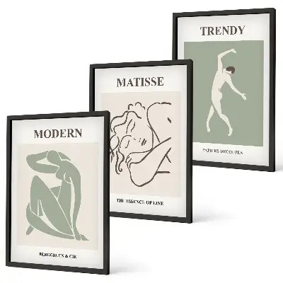 Three-piece minimalist wall art stylish character design
