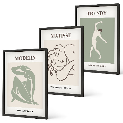 Three-piece wall art piece Stylish minimalist characters