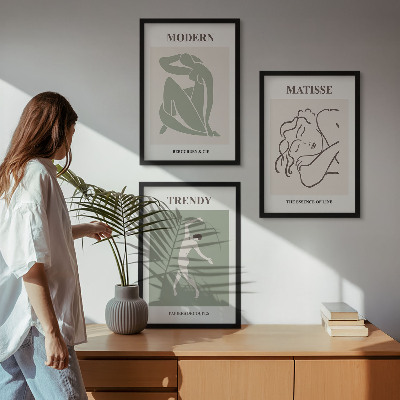 Three-piece wall art piece Stylish minimalist characters