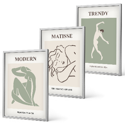 Three-piece wall art piece Stylish minimalist characters