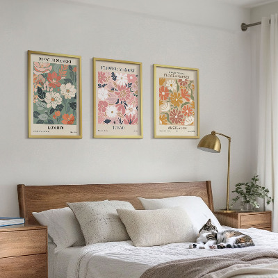 Wall art set Floral patterns London Tokyo Amsterdam