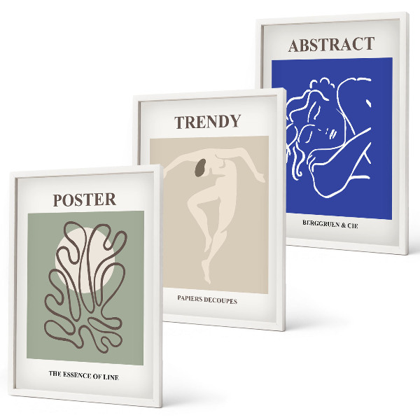 Three-piece wall art piece Henri Matisse pastel graphics