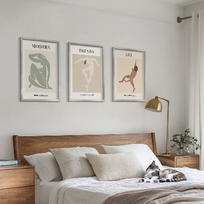 Set of 3 framed wall art pieces Stylish characters in minimalism