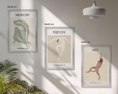 Set of 3 framed wall art pieces Stylish characters in minimalism