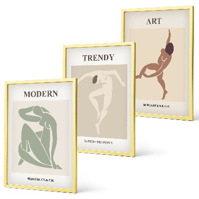 Set of 3 framed wall art pieces Stylish characters in minimalism
