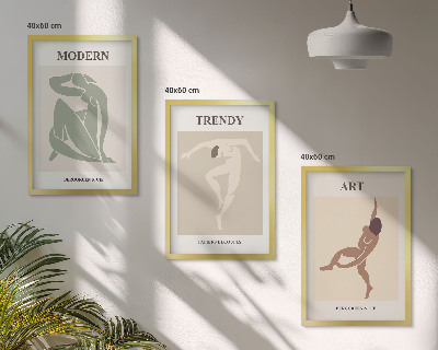 Set of 3 framed wall art pieces Stylish characters in minimalism