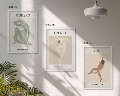 Set of 3 framed wall art pieces Stylish characters in minimalism