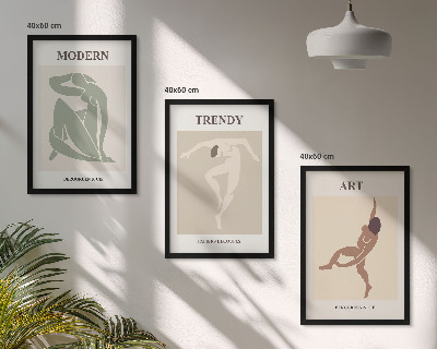 Set of 3 framed wall art pieces Stylish characters in minimalism