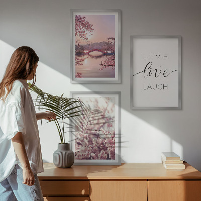 Wall art set Flowers bridge inscription motif