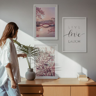 Wall art set Flowers bridge inscription motif