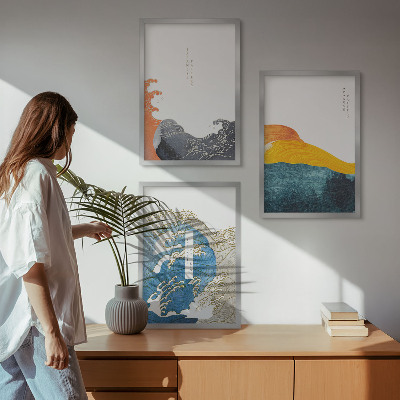 Wall art set Waves of Japanese graphic style