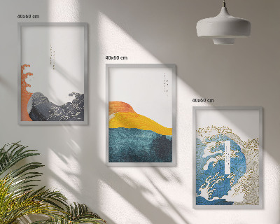 Wall art set Waves of Japanese graphic style