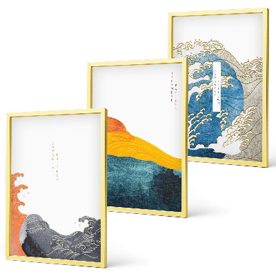 Wall art set Waves of Japanese graphic style