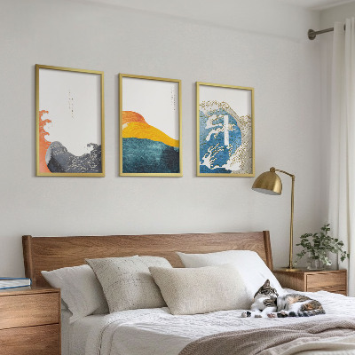 Wall art set Waves of Japanese graphic style