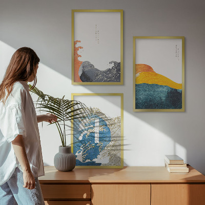 Wall art set Waves of Japanese graphic style