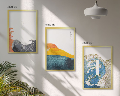 Wall art set Waves of Japanese graphic style