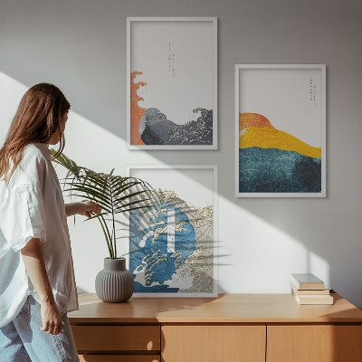 Wall art set Waves of Japanese graphic style